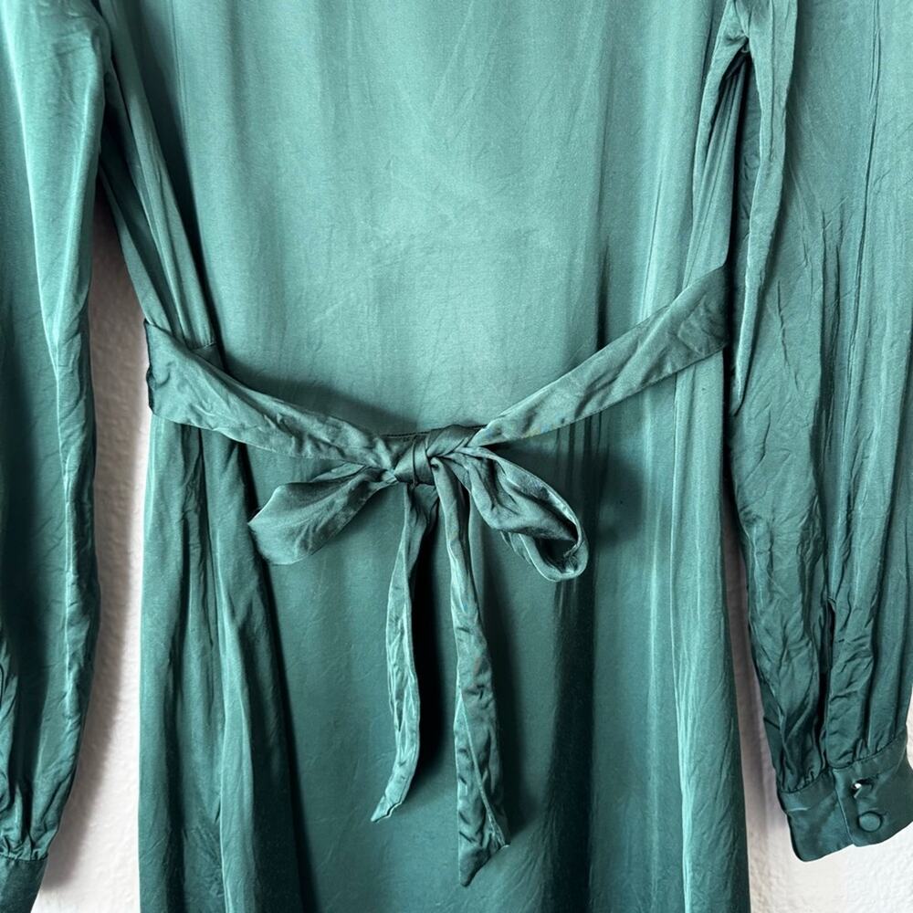 & Other Stories Dark Green Satin Midi Dress Size 6 - Picture 5 of 9